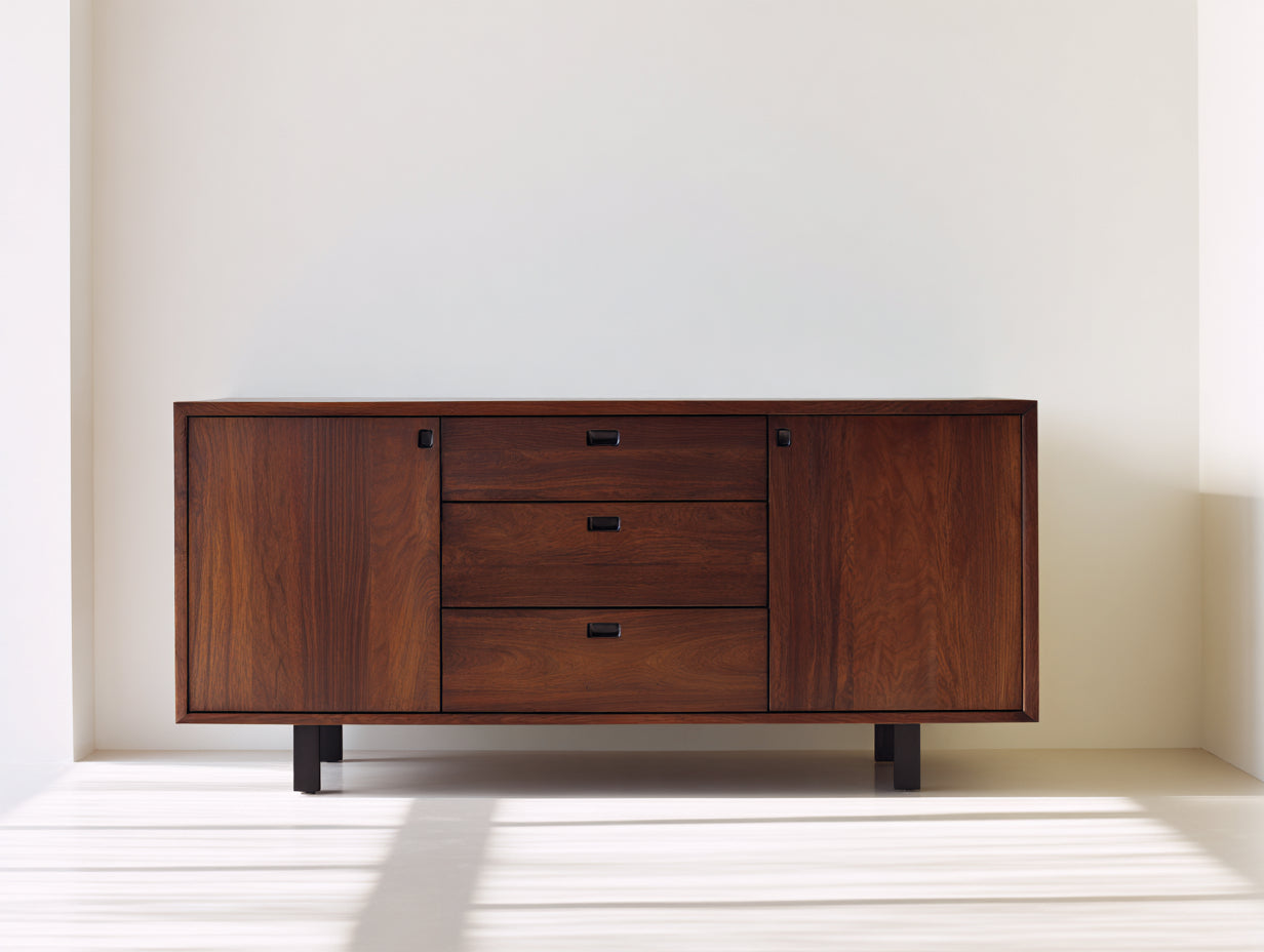Meuble d'entrée - Bois - 188 x 45 x 82 cm - Acajou-Noir - Style rétro