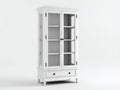 Bibliothèque - Bois-Verre-Métal - 88 x 43 x 180 cm - Blanc-Noir-Bronze - Style traditionnel