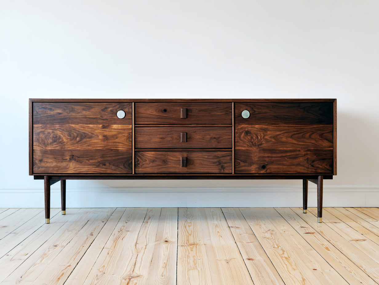 Meuble d'entrée - Bois - 205 x 45 x 83 cm - Noyer - Style vintage
