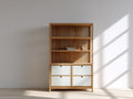 Bibliothèque-Bois-88x40x174 cm-Bois naturel-Blanc-Style contemporain