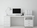 Bureau - Bois-Métal - 168 x 60 x 75 cm - Blanc-Argenté - Style contemporain