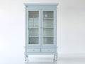 Bibliothèque-Bois-Verre-96x43x194 cm-Bleu gris clair-Style classique