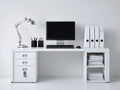 Bureau - Bois-Métal - 150 x 60 x 75 cm - Blanc-Argenté - Style fonctionnel