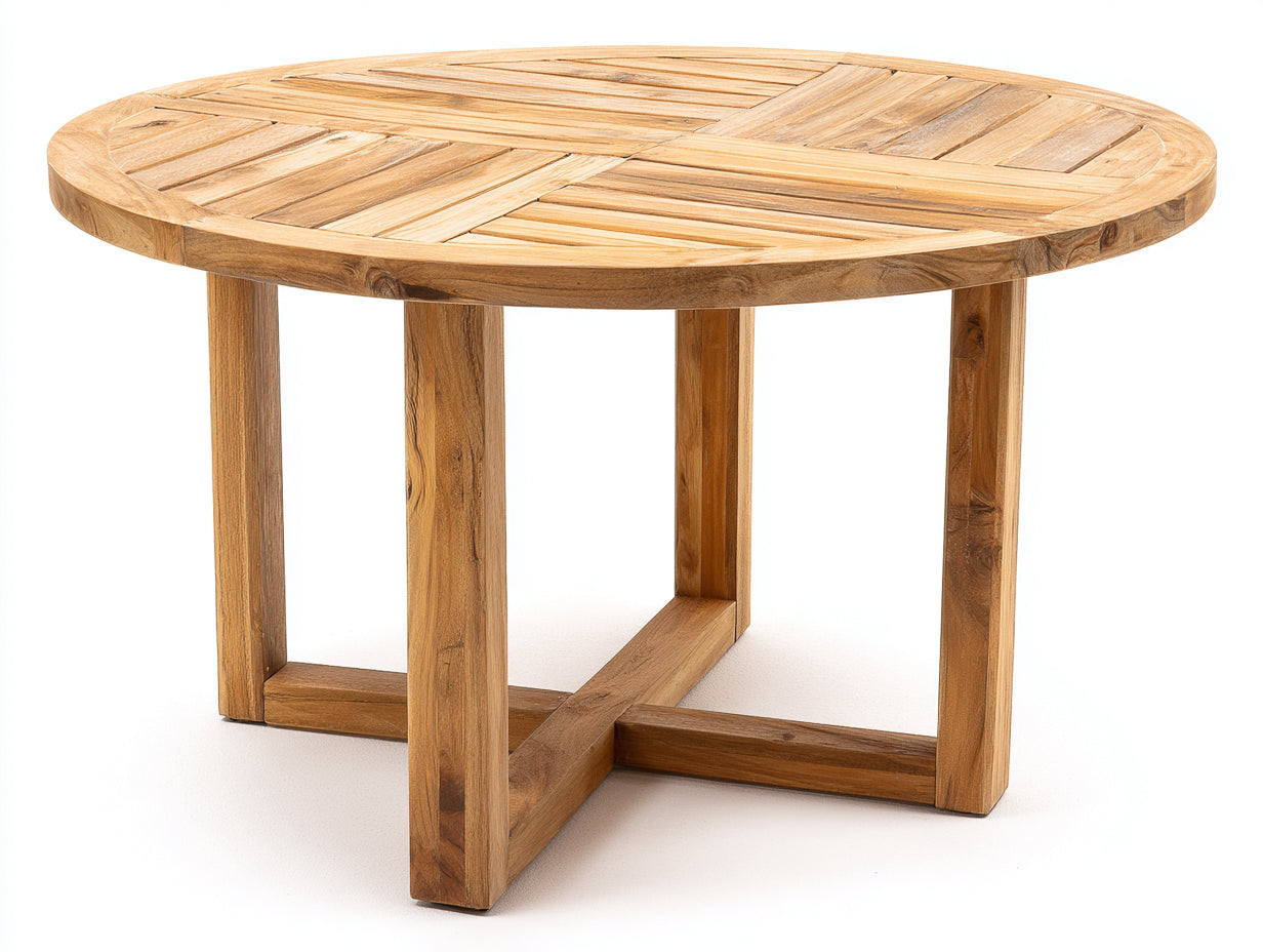 Table de jardin-Bois-118x118x75 cm-Marron miel-Contemporain