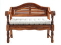 Banc de jardin-Bois-Tissu-136x58x91 cm-Noyer-Écru-Traditionnel