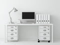 Bureau - Bois-Métal - 180 x 65 x 75 cm - Blanc-Argenté-Noir - Style professionnel