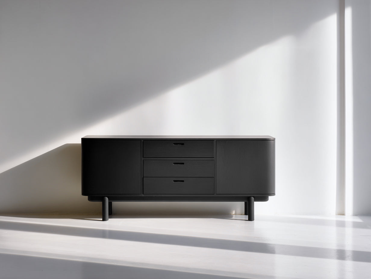 Meuble d'entrée - Bois - 160 x 43 x 76 cm - Noir - Style moderne