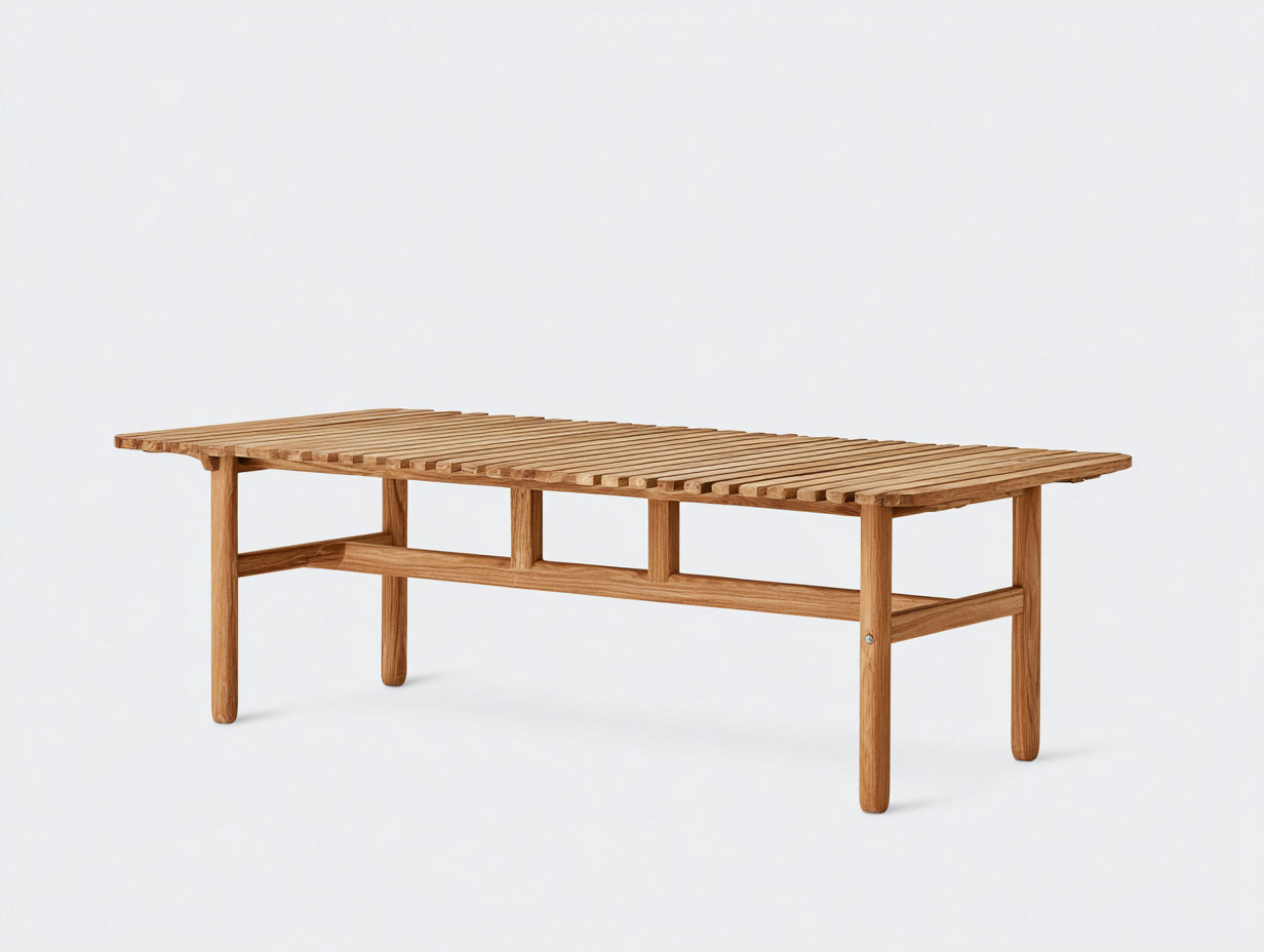 Table de jardin-Bois-190x90x75 cm-Bois naturel-Contemporain