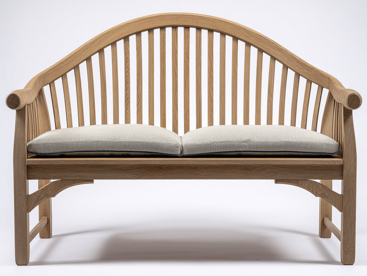 Banc de jardin-Bois-Tissu-168x65x103 cm-Bois naturel-Beige-Classique