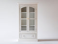 Bibliothèque - Bois-Verre-Métal - 84 x 39 x 181 cm - Blanc-Doré - Style classique