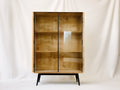 Bibliothèque - Bois-Verre-Métal - 96 x 40 x 156 cm - Chêne naturel-Noir - Style industriel