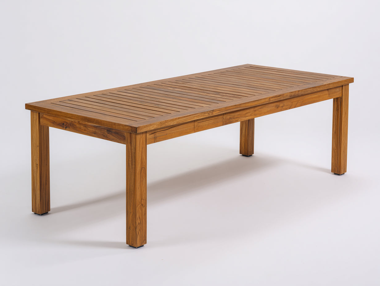 Table de jardin-Bois-205x95x76 cm-Marron doré-Classique