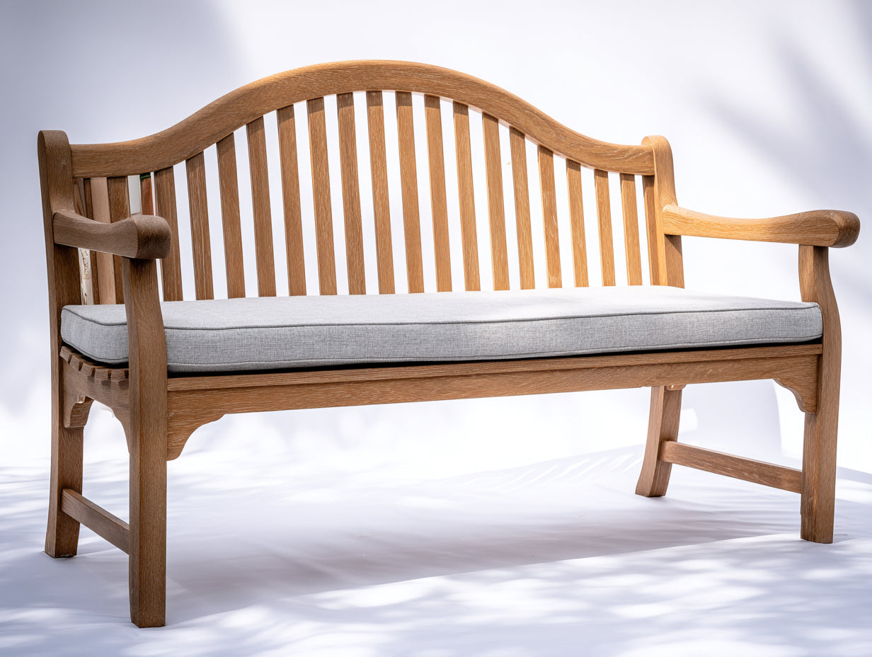 Banc de jardin-Bois-Tissu-164x63x98 cm-Bois naturel-Gris clair-Classique