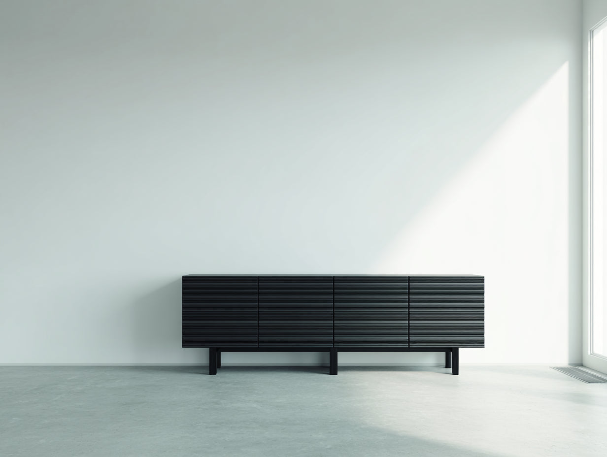 Meuble d'entrée - Bois - 198 x 44 x 78 cm - Noir - Style minimaliste