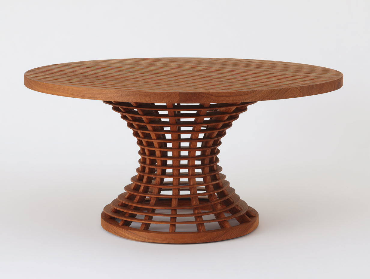 Table de jardin-Bois-135x135x76 cm-Marron acajou-Contemporain