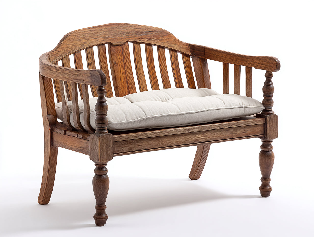 Banc de jardin-Bois-Tissu-138x60x89 cm-Marron foncé-Beige-Traditionnel
