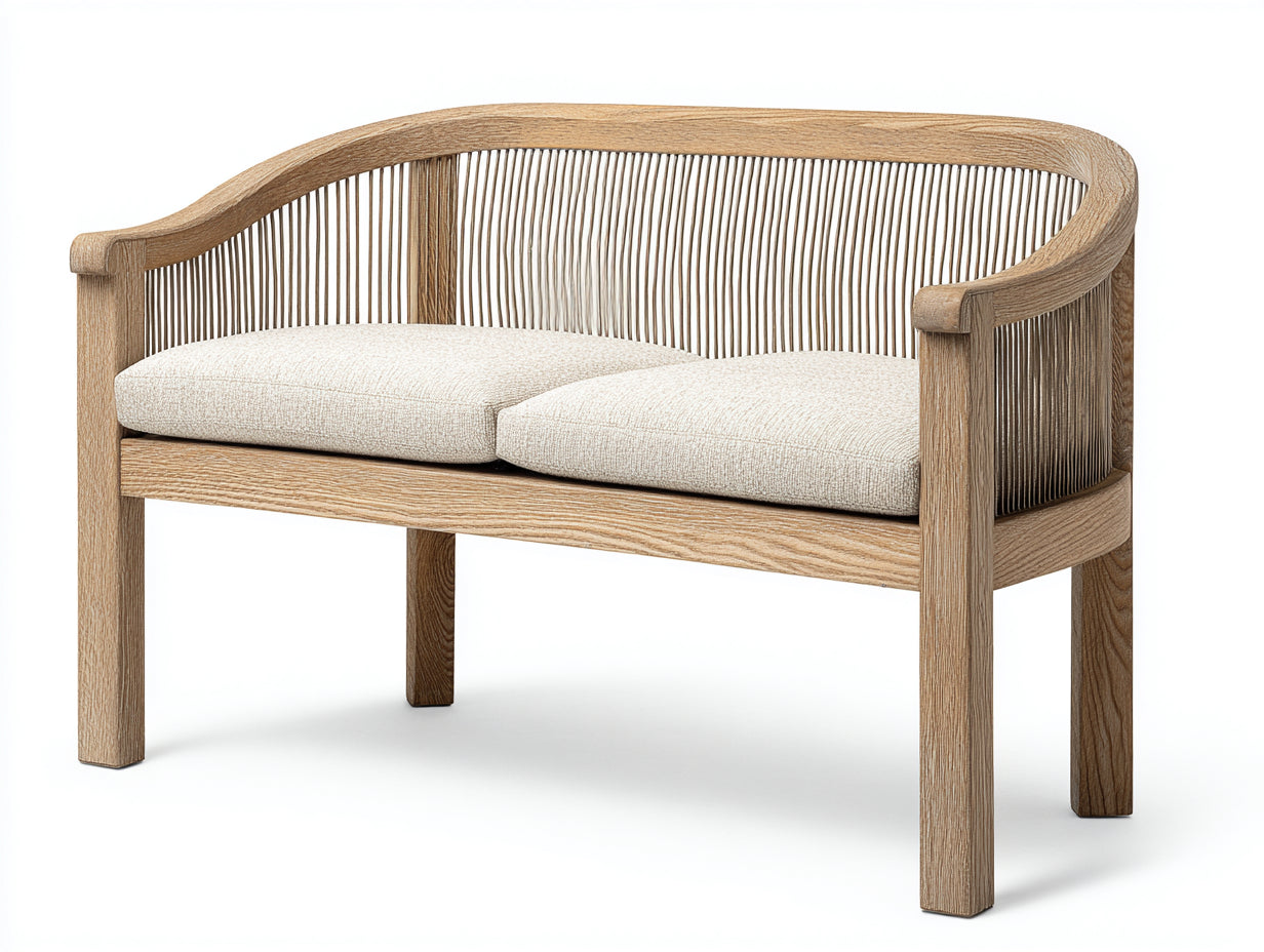 Banc de jardin - Bois-Tissu - 165 x 75 x 92 cm - Bois naturel-Beige - Style contemporain