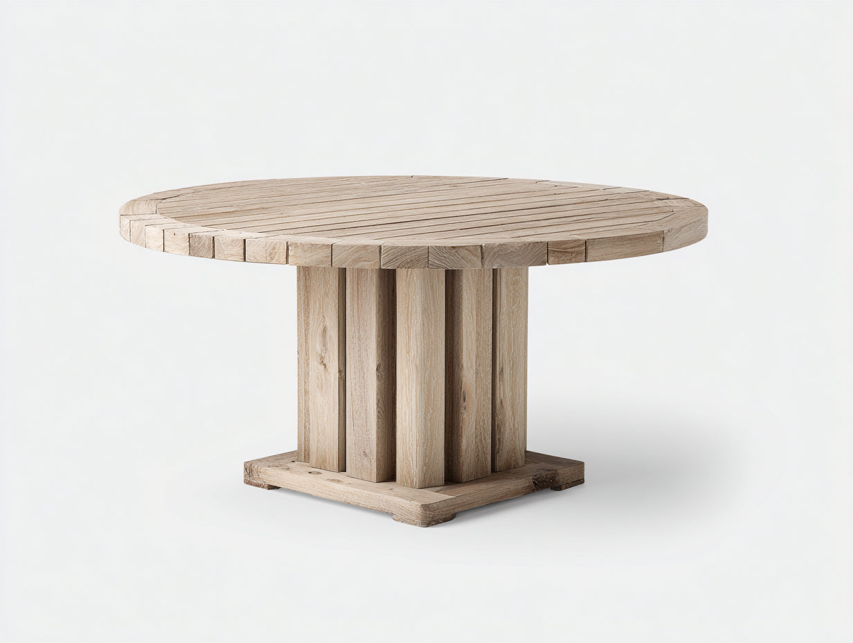 Table de jardin-Bois-120x120x75 cm-Beige naturel-Minimaliste