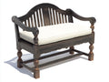 Banc de jardin - Bois-Tissu - 132 x 68 x 96 cm - Brun foncé-Blanc cassé - Style classique