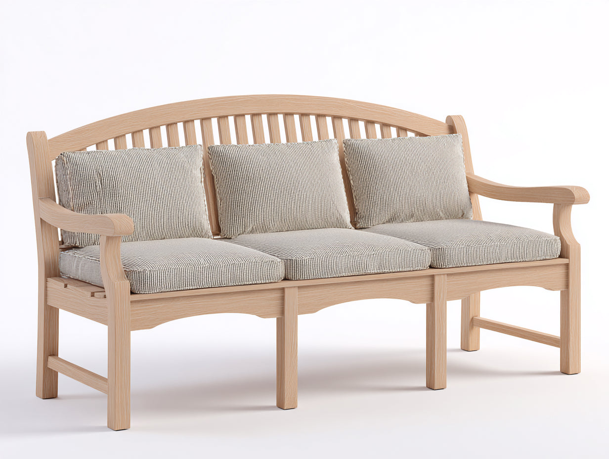 Banc de jardin - Bois-Tissu - 175 x 72 x 98 cm - Bois naturel-Gris beige - Style classique
