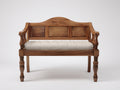 Banc de jardin-Bois-Tissu-143x58x90 cm-Marron-Beige-Classique