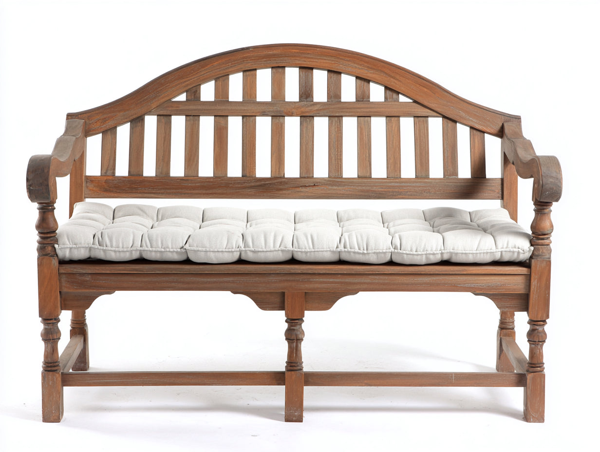 Banc de jardin-Bois-Tissu-158x61x96 cm-Marron-Écru-Classique