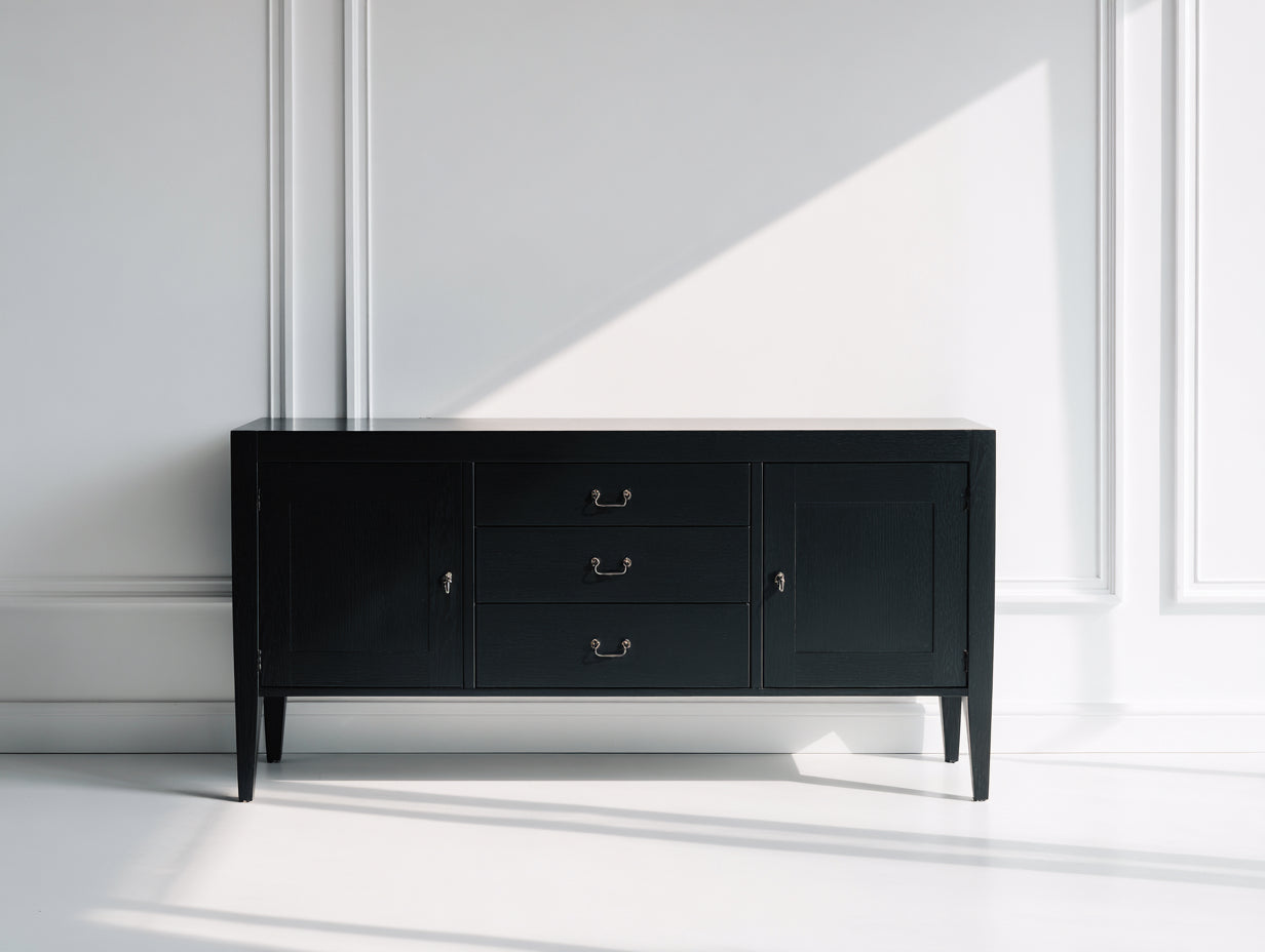 Meuble d'entrée - Bois - 152 x 42 x 84 cm - Noir - Style classique