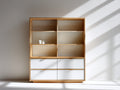 Bibliothèque - Bois - 98 x 38 x 150 cm - Chêne naturel-Blanc - Style moderne