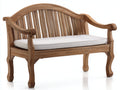 Banc de jardin - Bois-Tissu - 160 x 68 x 96 cm - Bois naturel-Blanc - Style classique