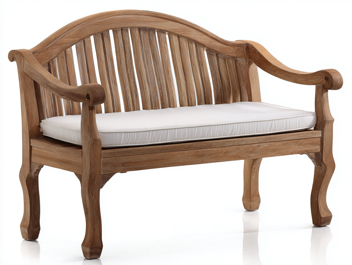 Banc de jardin - Bois-Tissu - 160 x 68 x 96 cm - Bois naturel-Blanc - Style classique