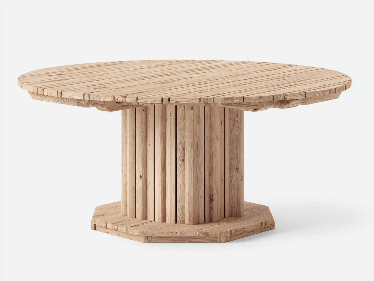 Table de jardin-Bois-132x132x76 cm-Bois clair-Rustique